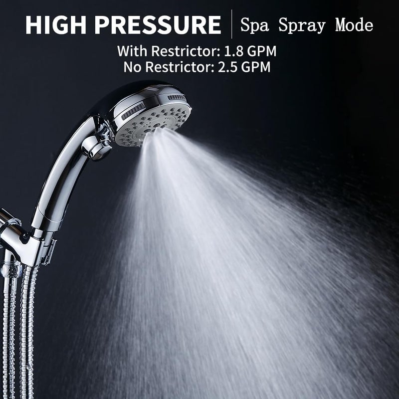 DOILIESE High Pressure Shower Head with Handheld Spray 6 Settings Hand Held Shower Head with On Off Switch and Spa Spray Mode 60 In Hose, Chrome - Image 4